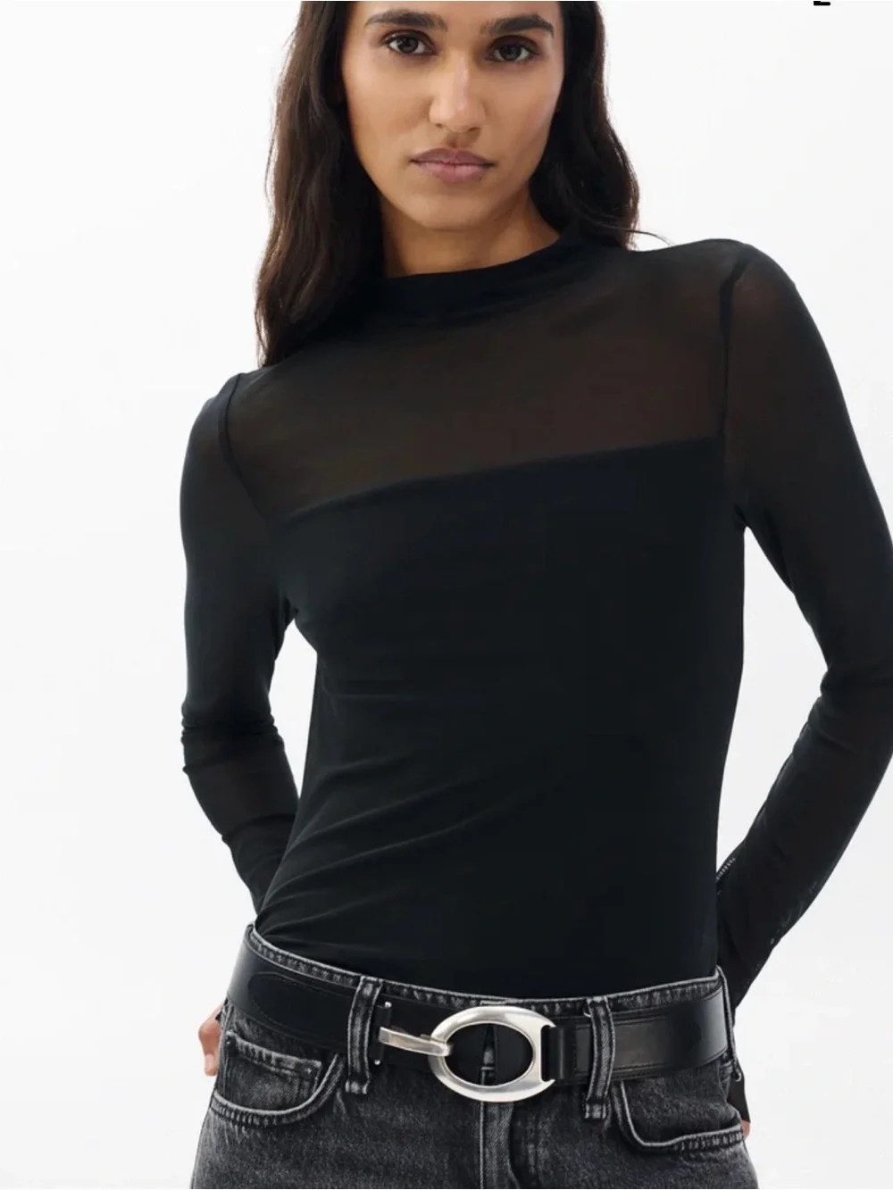 NWT Rag & Bone Black Leather Ryder Stretch Belt Silver Buckle Small